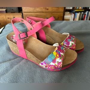 Desigual Pink Floral Cork Wedge Size 8